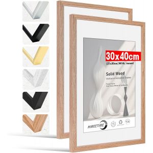Cmwx-® 2x Cadre Photo 30x40 Cm Chêne. En Bois De Chêne Massif,Image Avec Présentoir Passe-Partout A4 (21x30cm) Ou 4 Photos Au Format 10x15 Cm - Neuf