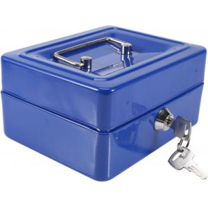 CHECARZHN--NO1-Mini Boîte De Sécurité, Petit Coffre Fort Avec Une Conception À 6 Compartiments Caisse D'Argent Verrouillable Pour Le Sécurité De Bijoux En Espèces Bureau À Domicile Clés Cadeau Bleu - Neuf