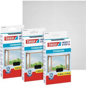Insect Stop Auto-Agrippant STANDARD pour Fenêtres-Filet Anti-Moustiques Adhésif-Découpable à la Dimension Souhaitée-Anthracite,Lot de 3,100 cm x 100 cm - Neuf
