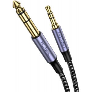 C&acirc;ble Audio 3.5mm vers 6.35mm St&eacute;r&eacute;o Jack 2M,C&acirc;ble Jack TRS Nylon Tress&eacute; 6.35 M&acirc;le vers 3.5 M&acirc;le pour DVD,Haut Parleurs,Table de Mixage,Cin&eacute;ma Maison etc - Neuf