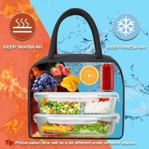 TZF-Sac Isotherme Repas, 5.6L Mini Glaciere, Glaciere Souple Isotherme en Feuille d'Aluminium, Petit Sac Lunch Box pour Femmes, Hommes, Enfants, École e Bureau (Noir) - Neuf