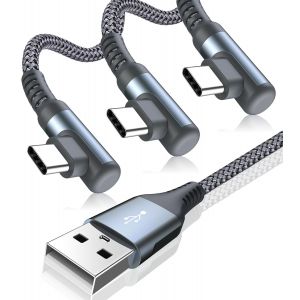 C&acirc;ble Usb C Coud&eacute; 90 Degr&eacute;s [2m+2m+1m/Lot De 3] 3.1a Charge Rapide C&acirc;ble Chargeur Usb C Pour iPhone 17 16 15 Pro Max, Samsung Galaxy S25 S24 S23 S22 S21 S20, Note 20 10, Sony, Xiaomi, Huawei, Pixel - Neuf