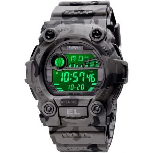 Eryi-Homme Et Femme Étanche Montre Led Électronique Digital Alarme Chronomètre Multifonctionnel Outdoor Plastique Sport Montres Et Caoutchouc Ruban - Neuf