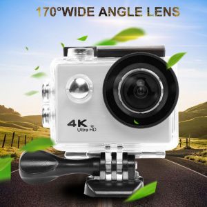 Kit de controleur de camera d'action 4K grand angle 170¡ã, Wi-Fi, etanche et anti-vibrations (argent) - Neuf