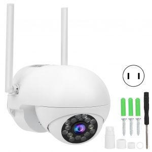 Camera panoramique/inclinable 1080p Wi-Fi, suivi de mouvement, audio bidirectionnel, etanche, vision nocturne couleur, securite domestique, prise 100-240 V US - Neuf
