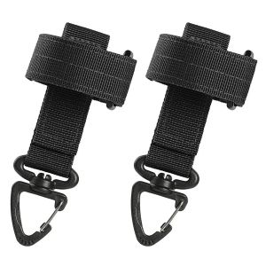 2Pcs Porte Gants Ceinturon Réglable, Clips de Gants avec Mousqueton Velcro, Multifonctionnels Porte Gants Tactique,Clip de Gants de Travailpour Policier Pompier Travailleur(Noir) - Neuf