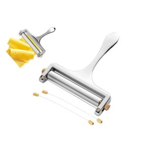 Trancheuse &agrave; fromage r&eacute;glable avec 2 fils de rechange en acier inoxydable - Neuf