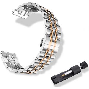Kal-Bracelet Métal Pour Largeur Pattes De Montre 20mm, Bracelet En Acier Inoxydable Magnifiquement Poli Pour Homme Femme - Argent Or Rose - Neuf