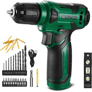 Perceuse Visseuse Sans Fil 42 Accessoires- Perceuse-visseuse 8V Vert,avec 10MM Porte-Forets,LED Lumière,Câble de Charge Type C,pour le vissage,le perçage des surfaces en bois,bricolage - Neuf