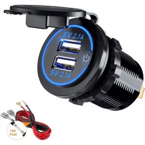 Eryi-Double Prise De Chargeur Usb Voiture 5v/4.2a Avec Interrupteur Pour 12v-24v Bateaux Et Marine Moto Camion Vus Utv - Neuf