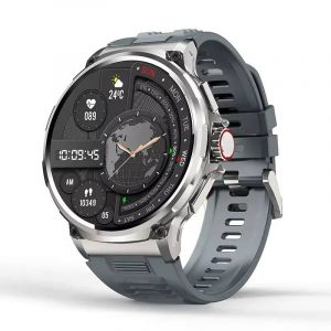 2025 V69 Hommes Montre Intelligente Militaire 1.85 Pouces Amoled Écran Bluetooth Appel 710 Mah Ip67 Étanche Moniteur De Fréquence Cardiaque Montre Intelligente.Silicone Silver. - Neuf