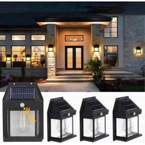 Lampes Murales Solaires D'ext&eacute;rieur, 3 Modes De S&eacute;curit&eacute;, Lampes Solaires Avec D&eacute;tecteur De Mouvement, Lampes Solaires De Porte, Porche, &Eacute;clairage De Jardin &Eacute;tanche Ip65 Pour Cl&ocirc;ture, Porte - Neuf