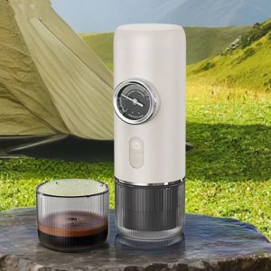 PSS1201C2 Macin de caf&eacute; portable en blanc laitier avec affichage vintage du manom&egrave;tre, 2 en 1 (capsule+poudre de caf&eacute;)100 W, extraction &agrave; 88-92 &deg;Ccharge sans filcapacit&eacute; d'extraction de 150 tasses, - Neuf