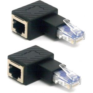 NFGR-- Lot De 2 Adaptateurs Ethernet Rj45 Coudés À 90 Degrés Rj45 8P8C Mâle Vers Femelle Cat5E Cat6 Connecteur De Raccordement Réseau (Droite) - Neuf
