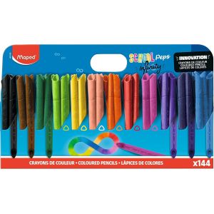 Crayons De Couleur Color'peps Infinity 100% Mine, 100% Utilisable Zéro Déchet Sans Taillage Dure Très Longtemps Forme Triangulaire Ergonomique Pochette De 24 Crayons - Neuf