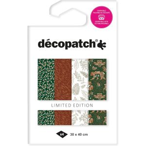 KALANKA-TD925C - Assortiment de 4 papiers Foil avec dorure à Chaud - Papier déco Noël - Forest Nature - Neuf