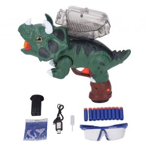 Jouet Electrique 2 En 1 En Forme De Dinosaure Avec Boule De Gel Et Lumiere Led Automatique, Pour Activites De Plein Air, Perles D'eau, Vert - Neuf