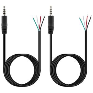 2 Pcs Connecteur jack stéréo 3,5 mm mâle vers fil nu,extrémité ouverte,1,5 m,TRRS 4 pôles,1/8"",pour casque,écouteurs,microphone - Neuf