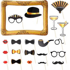 20 Pièces Accessoires Photobooth Avec Cadre Photo Gonflable, Cadre Photobooth Anniversaire, Photo Booth Props, Cadre Selfie Gonflable, Accessoires De Photomaton Anniversaire Pour F[App8812728] - Neuf