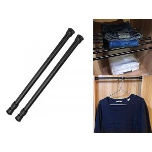 Tringles De Tension Noires Pour Rideaux Et Rangement &iquest; Lot De 2, R&eacute;glables De 32 &Agrave; 50 Cm, Installation Facile, Aucun Outil Requis - Neuf