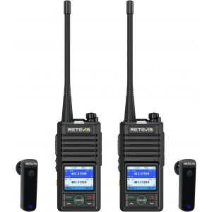 Rb658 Talkie Walkie App Avec Bluetooth,1800Mah,Suppression Du Bruit Ai,&Eacute;cran 1,77 Pouces,Talkies Walkies Avec &Eacute;couteur Sans Fil Pour Flotte,Conduite De V&eacute;hicule (2Pcs,Noir) - Neuf