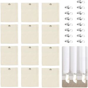Mevronisshop-12 Poids Pour Rideaux Extérieurs Beige, 12,5 X 15 Cm, Poids Pour Nappe Avec Clips En Acier Inoxydable, Sac Lestage Pour Vent Fort, Rideaux Extérieurs, Cabane, Gazebo, Pergola (Beige) - Neuf