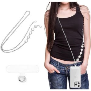 KAL-Cordon Telephone Universelle Avec Patch Chaine Telephone Portable Tour De Cou Compatible Plupart Coques Pour Smartphone Sacs Et Portefeuilles Bandouli&egrave;re - Neuf