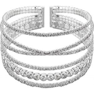 Eryi-Bracelet À Paillettes Strass Bracelet En Argent Multicouche Bracelet De Tennis Pour Femme Argent Chaîne En Cristal Bracelet De Mariée Mariage Bijoux Pour Filles Femme - Neuf