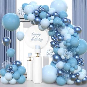 Kit Arche De Ballon Bleu,Arche Ballons Anniversaire Bleu,Ballons De Différentes Tailles 18 12 10 5 Pouces,Ballon Confettis,Kit Guirlande Ballons Bleu Pour Decoration Anniversaire Bleu Bapteme Mariage - Neuf