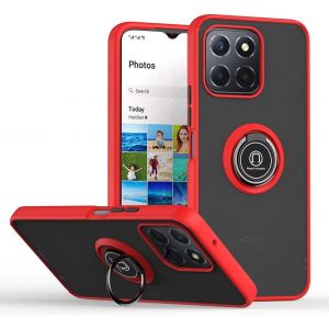 Kal-Coque Pour Honor X8c (6.7"" Inches), Etui De Téléphone Portable En Silicone Transparent Mat Avec Support De Bague - Rouge - Neuf