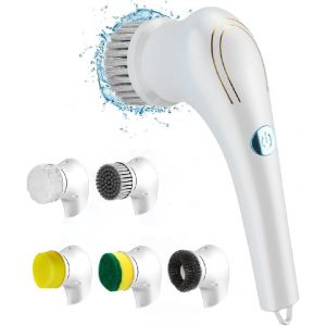 Brosse de nettoyage électrique, brosse à récurer 360°, 5 têtes de brosse interchangeables, étanchéité IPX7, batterie grande capacité, brosse de nettoyage pour perceuse, cuisine et maison - Neuf