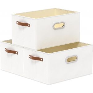 Lot de 3 Boîte de Rangement,Sans Couvercle Cubes,Pliables,pour Serviettes,Vêtements,Blanc,38x25x21cm,SNK030WS - Neuf