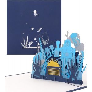 Nbgcm-Carte Pop-Up 3d « Plongeur & Monde Sous-Marin » ¿ Carte D'anniversaire Et Bon De Voyage, Carte D'invitation Pour Anniversaire D'enfant, Bon Cadeau Pour La Natation, L'échange Et La Plongée Avec - Neuf