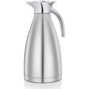 Letnerny-Bouteille Isotherme De 2 L, Carafe Isotherme En Acier Inoxydable Avec Poign&eacute;e, Pot Isotherme &Agrave; Double Paroi, R&eacute;tention De La Chaleur Et Du Froid Pour L'eau, Le Caf&eacute;, Le Th&eacute; - Neuf