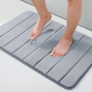 Tapis de bain gris antid&eacute;rapant, 40 x 60 cm, extra doux, antid&eacute;rapant et super absorbant. - Neuf