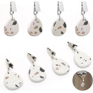 Kalanka-8 Pi&egrave;ces Marbre Naturel De Poids Nappe De Table Exterieur, Pince Avec Poids Pour Nappe En Forme De Gouttelette, Poids De Nappe Anti Vent Lourds Pour F&ecirc;te, Maison, Mariage, D&eacute;coration De Table - Neuf