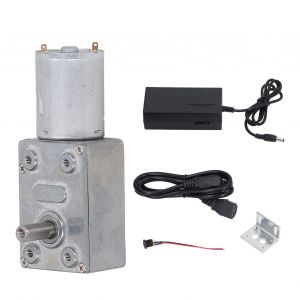 XYONG Moteur a engrenages a vis sans fin 12 V CC, reducteur a vitesse reglable et autobloquant avec support, prise AU, 110 V-240 V CA, 20 tr/min - Neuf