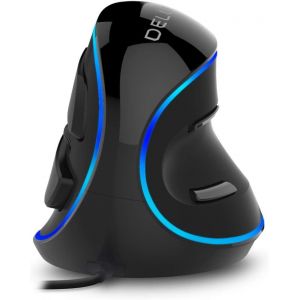 CHECARZHN--NO1-Souris Ergonomique Filaire, Souris Verticale Avec 12800Dpi, Souris Optique Pour Droitier, 6 Boutons Programmables, Lumière Led Bleue, Repose-Poignet Amovible, Grande Main (M618Pu) - Neuf