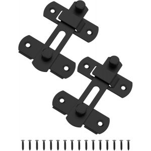(2 Pièces, Noir) Serrure De Porte Coulissante En Acier Inoxydable, Verrou De Sécurité À Bascule Pour Armoire À Vin, Salle De Bain, Extérieur, Garage, Jardin, Placard - Neuf