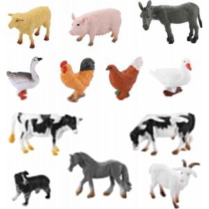 12pcs Des Animaux De Ferme, Les Chiffres Réalistes Grange Modèle Animal D'enseignement Module Topper Gâteau De Cadeaux Pour La Fête Des Jouets De Bain À La Décoration De Gâteau Pour Garçon Fille - Neuf