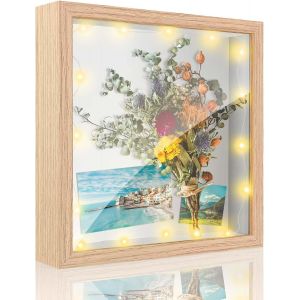 Cadre Photo 3d À Remplir, Cadre Photo Profond 20 X 20 Cm Pour Objet Jusqu'à 3 Cm, Cadre À Objet Noir Avec Verre Acrylique Incassable, Cadre 3d Pour Décoration Mural, Avec Lumineuse Led - Neuf