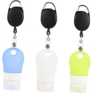 Lot de 3 bouteilles de voyage en silicone, distributeurs portables pour shampoing, lotion et liquides, bouteilles rechargeables - Neuf