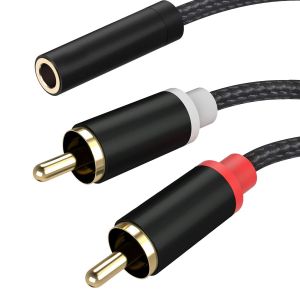 TIANYI-2x RCA M&acirc;les vers 3.5 mm Femelle C&acirc;ble RCA Mini-Jack 3,5mm vers 2 RCA Adaptateur Cinch C&acirc;ble Compatible avec T&eacute;l&eacute;phone Tablette TV PC Ampli Subwoofer - Neuf