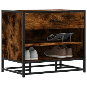 Banc À Chaussures Chêne Fumé Bois D'ingénierie Et Métal - Neuf
