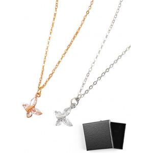 Kal-2 Pcs Collier Ras Du Cou Papillon En Cristal Collier Pendentif Papillon Mini Papillon Ras Du Cou Chaîne Papillon En Cz Bijoux En Chaîne Pour Femmes Filles Cadeaux,Or Et Argent - Neuf