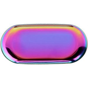 Assiette De Service En Acier Inoxydable,Plateau De Rangement Pour G&acirc;teaux,Organisateur Cosm&eacute;tique Ovale Plateaux De Rangement &Agrave; Domicile - Neuf