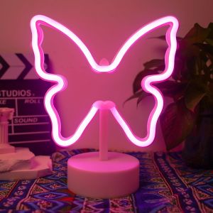 Enseigne Lumineuselumi&egrave;re Led Papillon Lumineuse-D&eacute;coration De Base Veilleuse Usb/Sans Batterie, Cadeau De C&eacute;l&eacute;bration D'anniversaire, D&eacute;coration De Chambre D'enfants Au Led - Neuf