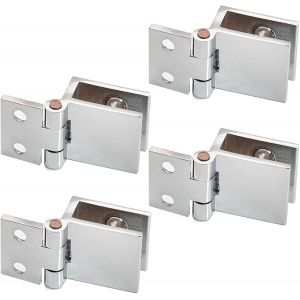 4 pi&egrave;ces Clip de porte en verre charni&egrave;re, Charni&egrave;re pour Porte en Verre de Meuble de Cuisine, Vitrine, Douche, Support en Acier Inoxydable pour Porte de Placard Angle Ouverture - Neuf