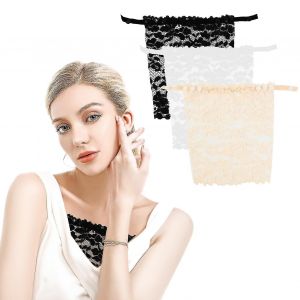 3pcs Lady Dentelle Clip-On Mock Camisole Soutien-Gorge Insert, Bralette Cou Dentelle Top Bandeau Soutien-Gorge Avec Sangle Réglable Pour Femmes, Taille Unique-Dwdz - Neuf