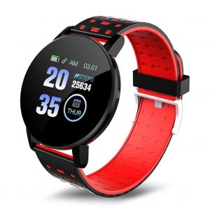Bracelet De Sport À Cadran Rond Compatible Bluetooth Montres Anti-Chute Étanches Pour Le Sport Fitness Gym Rouge - Neuf